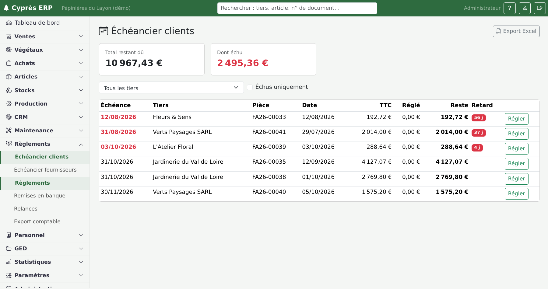 Règlements & comptabilité